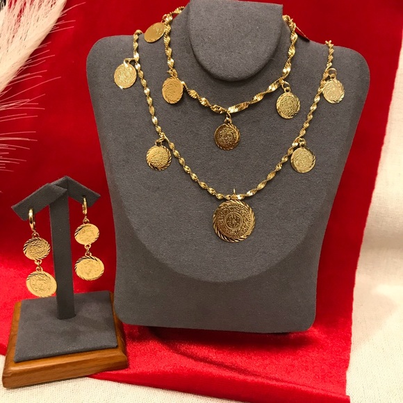 New- Lira Jewelry Set For Women, Coin Jewelry Set, Middle East Jewelry, Arab - Picture 5 of 7